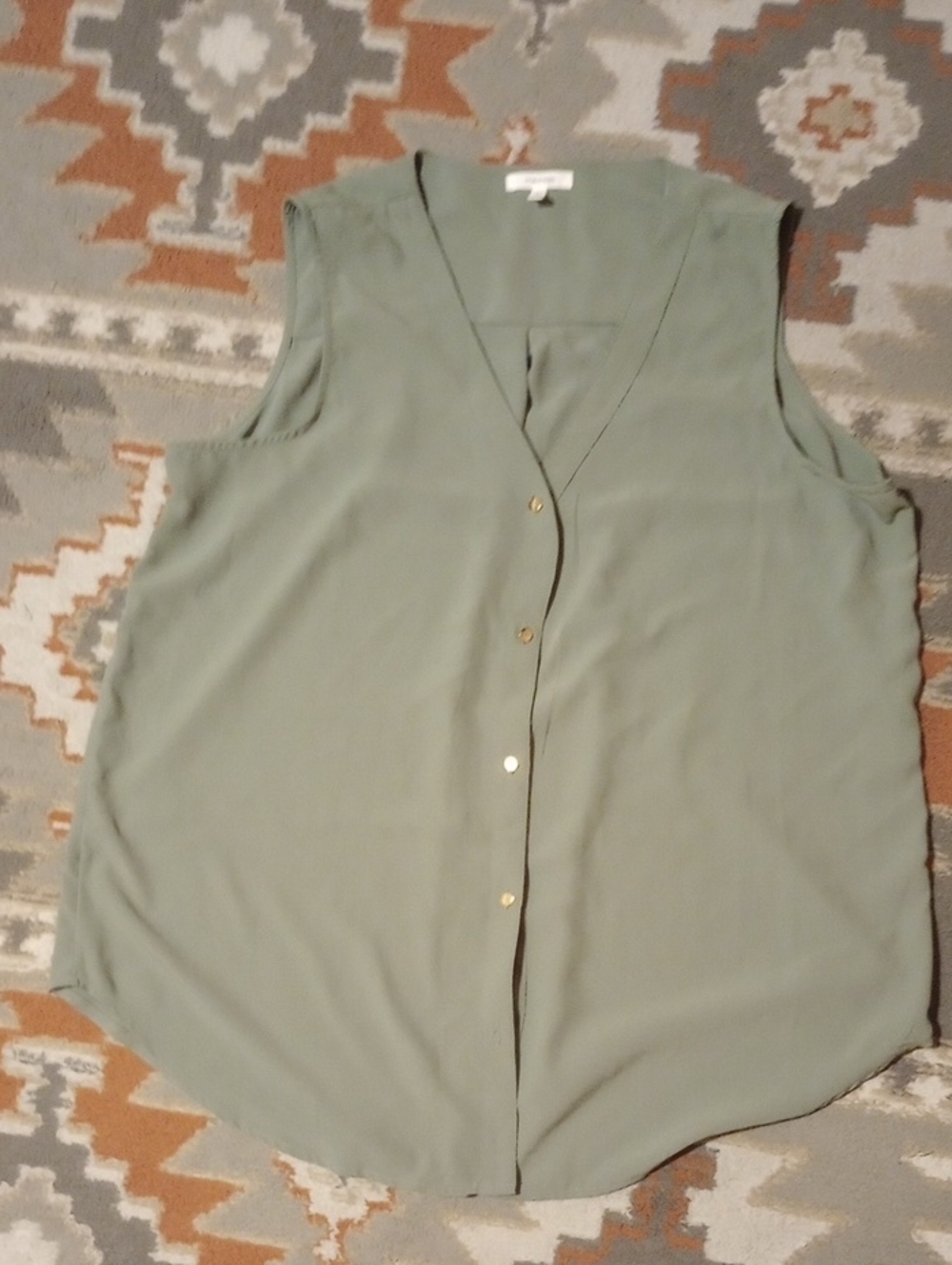Maurices Sleeveless Button-Down Top in Sage Green